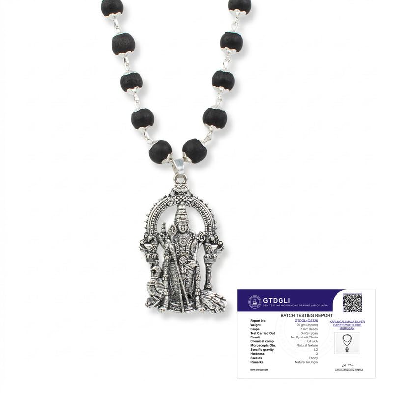Image of Astrotalk Karungali Murugan Vel Mala - 54 Beads | Karungali Malai Original with Silver Vel Pendant | For Strength, Protection & Focus | Spiritual Mala for Women & Men | Gift for Man & Woman