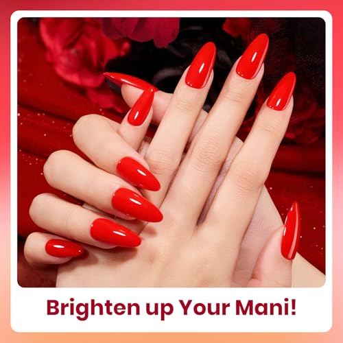 Image of Beetles Red Gel Nail Polish Set - Crimson Horizon 6 Colors Gel Polish Kit Burgundy Bloody Red Pink Colors Soak off UV LED Lamp Needed Manicure DIY Home Gifts for Women