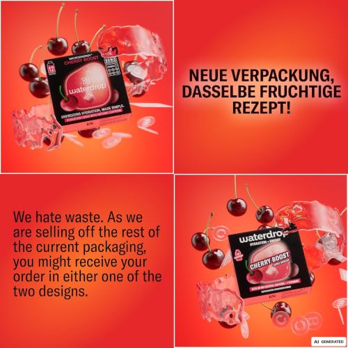 waterdrop® Microenergy Set, Energy Drink Pulver, 36 Würfel Getränkepulver, Mango, Kirsche & Brombeere Geschmack, Zuckerfrei & Kalorienarm… – Ansicht 3