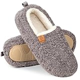 EverFoams Women’s Soft Curly Full Slippers Memory Foam Lightweight House Shoes Cozy Loafer with Polar Fleece Lining Grey,7-8 US