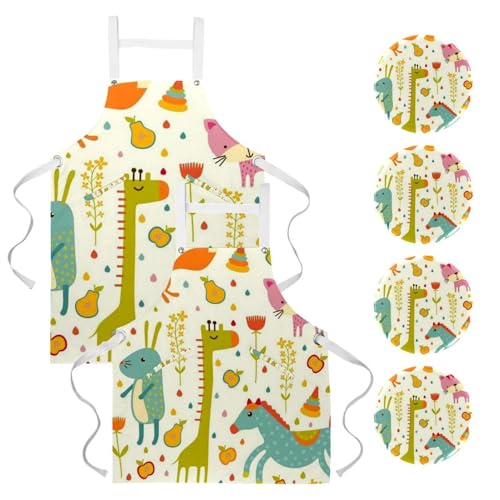 Tablier de serveuse en tissu motif girafe idéal pour bistrot et bar