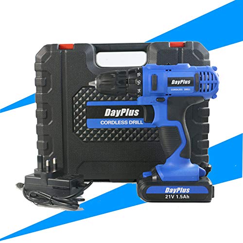 Cordless Drill Driver, Powerful Electric Drill Screwdriver Kit,21V Li-on Combi Drill, 45N.m High Torque, 18+1 Clutch Positions, Variable Speed & Quick Stop Function, LED Work Light, 29 Drill Bits