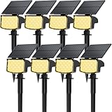 MinPea 8 Pack Solar Spot Lights Outdoor, 2-in-1 Solar Lights Outdoor Waterproof IP65, Solar Powered Landscape Spotlights 3 Modes for Yard Garden Pathway Driveway Tree(Warm White)