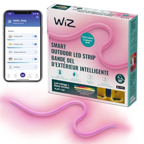 WiZ Connected 16 ft LED Light Strip Base Kit with Plug - Flowing Multicolor LED Color-Changing Light Strip For Your Smart Home - Control App - Works with Google Home Alexa and Siri Shortcuts