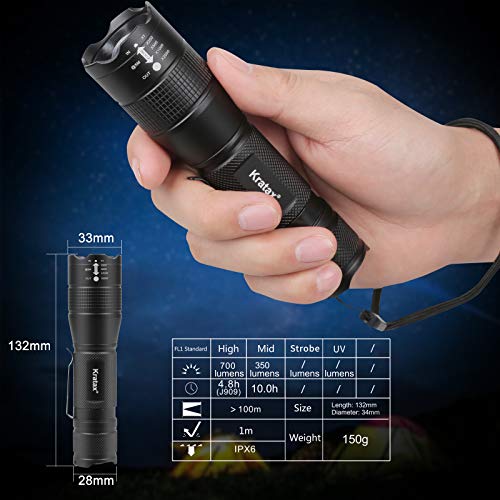 Led Tactical Flashlight With Knife Kratax 5.3Oz Small And Extremely Handheld Flash Light, Zoomable, Water Resistant, Adjustable Brightness For Camping, Emergency, Running - Aaa Batteries Included #TOP5
