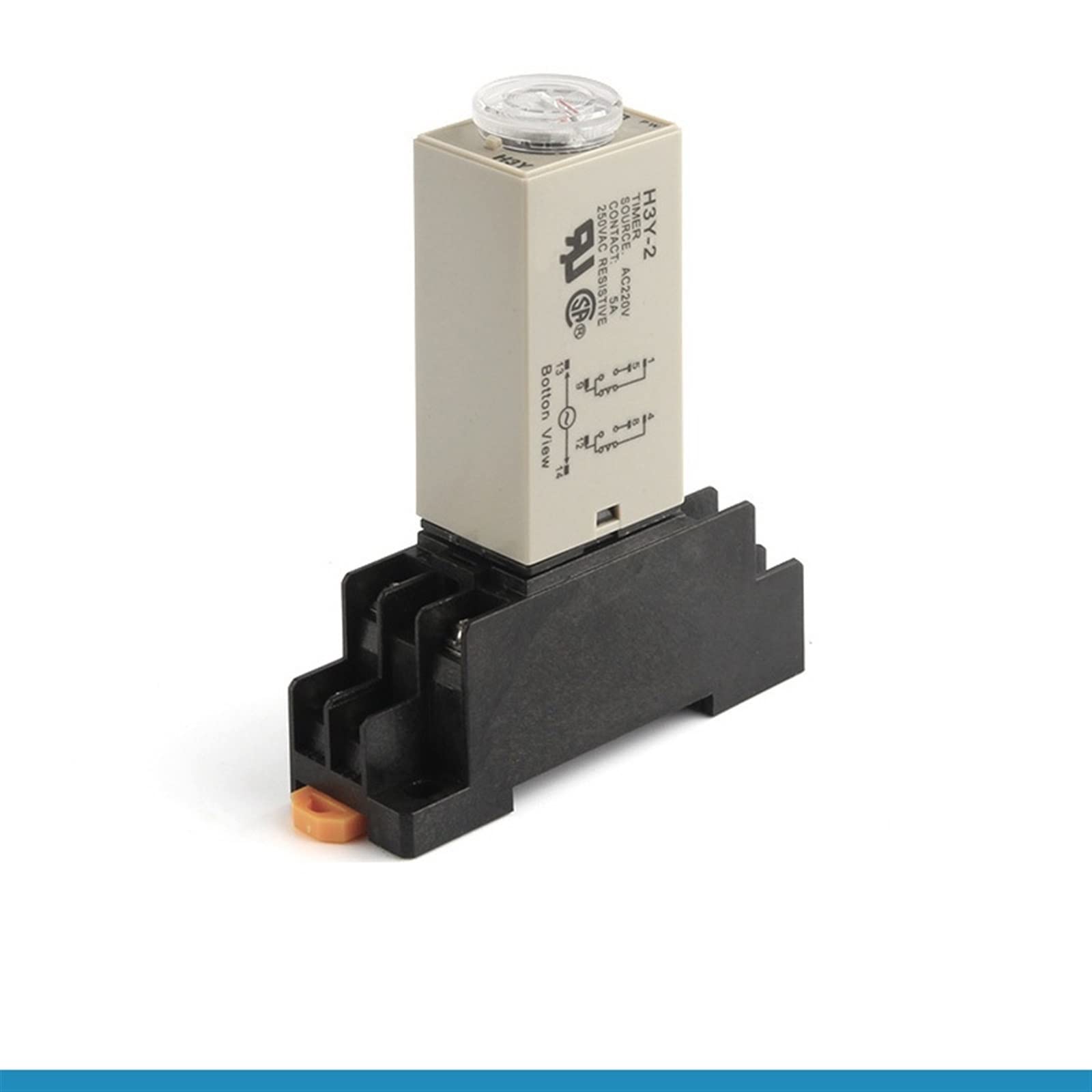 1 Set H3Y-2 AC220V Timer di Ritardo del relè di Tempo 5/10/30/60 Minuti/Secondi con Presa di Base 8PINS Manopola Rotante del relè di Tensione (Size : 0-60M)