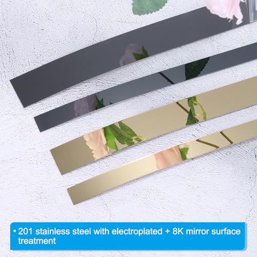 Moldura de acero inoxidable para pared dorada autoadhesiva vinilo de 5m 5