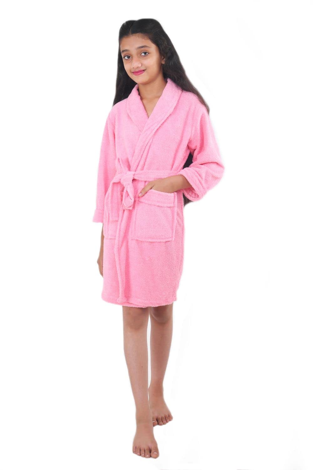Comfortlooms Kids Bath Robe | Comfortable & Durable Cotton Bathrobe - Suitable for Birthday/Diwali/Christmas Return Gift_Kids_Heavy_Collar_250_GSM_pink_26-image-24