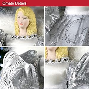 Silver 83960 Angel Tree Topper | 12” Tall Coloured | Indoor Christmas Decoration Silver 83960 Angel Tree Topper 12 Tall Coloured Indoor Christmas Decoration