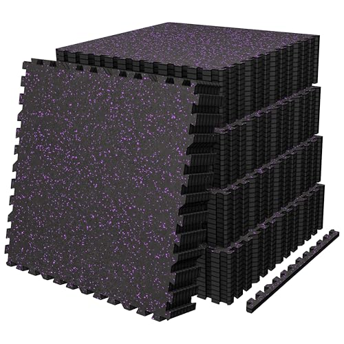 Image of AIRHOP 0.56in Thick 192 Sq Ft Exercise Equipment Mats, 48 Tiles Upgraded Rubber Top with High Density EVA Foam, Large Interlocking Puzzle Gym Flooring for Home Gym, Heavy Weight Workout, 24 x 24in