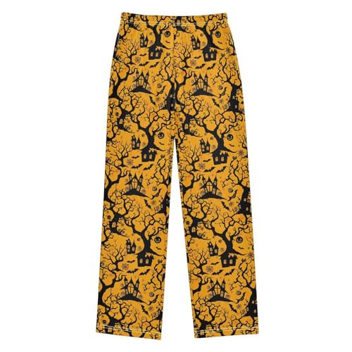 Pajama Pants Halloween Trees Castles Bats PJ Bottoms Sleepwear Lounge Sleep Pant with Pockets