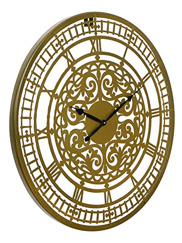 Image of CHRONIKLE Unique Round Analog Metal Case Black Needle Roman Numbers Wall Clock for Living Room Home Decor Office Gifts (Size: 54 x 1 x 54 CM | Weight: 1380 Gram | Color: Copper)