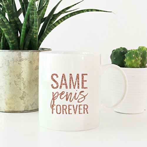 Andaz Press 11Oz. Wedding Party Coffee Mug Gift, Rose Gold Faux Glitter, Same Penis Forever, 1-Pack #TOP1