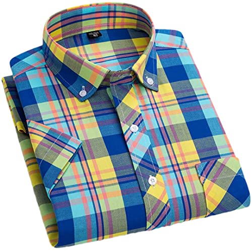 Chemise d'été manches courtes en coton vêtement à carreaux homme taille XXXXXXXXL