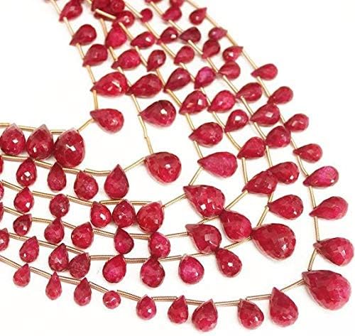 1 Strand Ruby Tear Drop Faceted 10'' Long Strand Gemstone Beads, Jewelry Supplies for Jewelry Making, Bulk Beads, for Meditation Jewellery for Reiki Healing Mystic Gemstone Size 7mm to 16mm