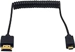 Duttek 4K Micro HDMI to HDMI Coiled Cable 1FT-4FT/1.2M, Extreme Slim/Thin, Male to Male Cable for 1080P, 4K, 3D, and Audio Return Channel