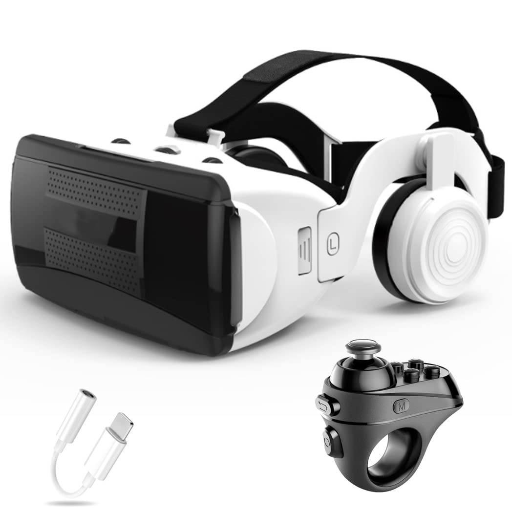 Gafas de Realidad Virtual, 3D VR Gafas con Controlador Bluetooth para Juegos Visión Panorámico VR Glasses para iPhone 13 Pro Max/13 Pro/13/12/11, para Samsung Galaxy S21, Huawei, Xiaomi