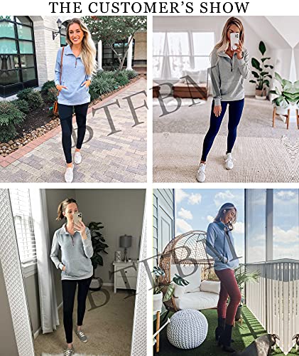 BTFBM Women Fashion Quilted Pattern Lightweight Zipper Long Sleeve Plain Casual Ladies Sweatshirts Pullovers Shirts Tops (Light Grey, Large)