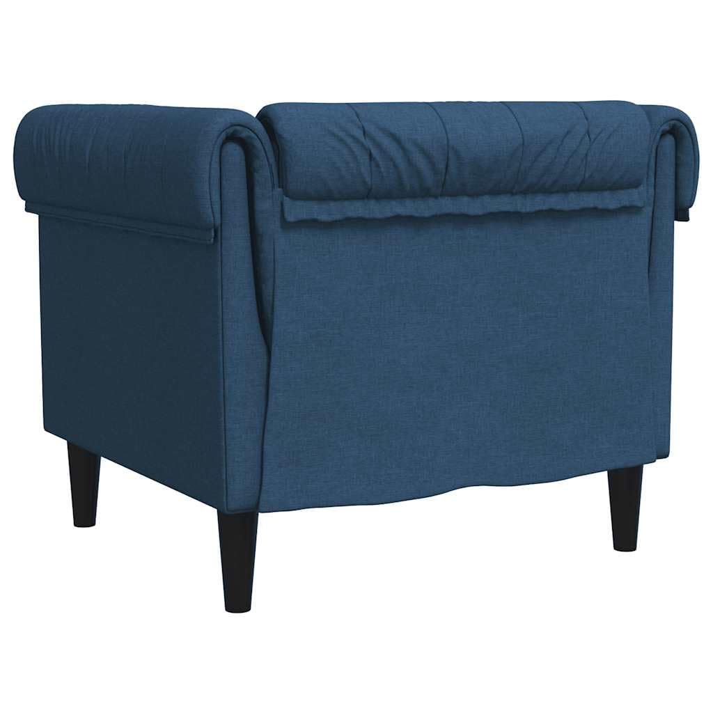 Poltrona Chesterfield in tessuto blu, con imbottitura in schiuma, 78,5 x 74,5 x 74,5 cm, comoda poltrona lounge per soggiorno e camera degli ospiti, per rilassarsi e sedersi