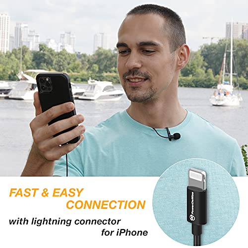 Professional Grade External Lavalier Microphone For Iphone Ipad Ipod - Lapel Omnidirectional Condenser Mic Phone Audio Video Recording Portable Clip-On For Vlogging, Youtube, Interview, Tiktok (12Ft) #TOP2