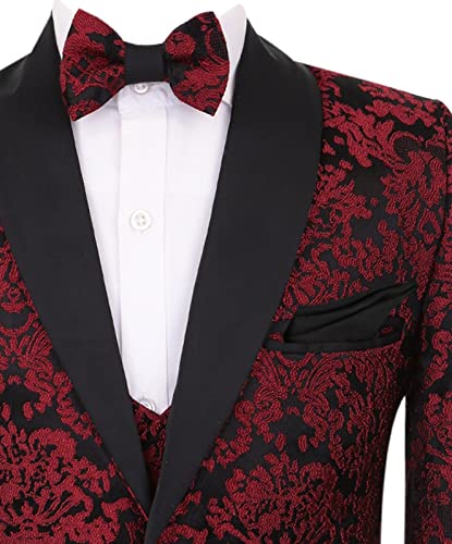 Traje de esmoquin floral para niños con elegante bordado de 6 piezas para bodas 2