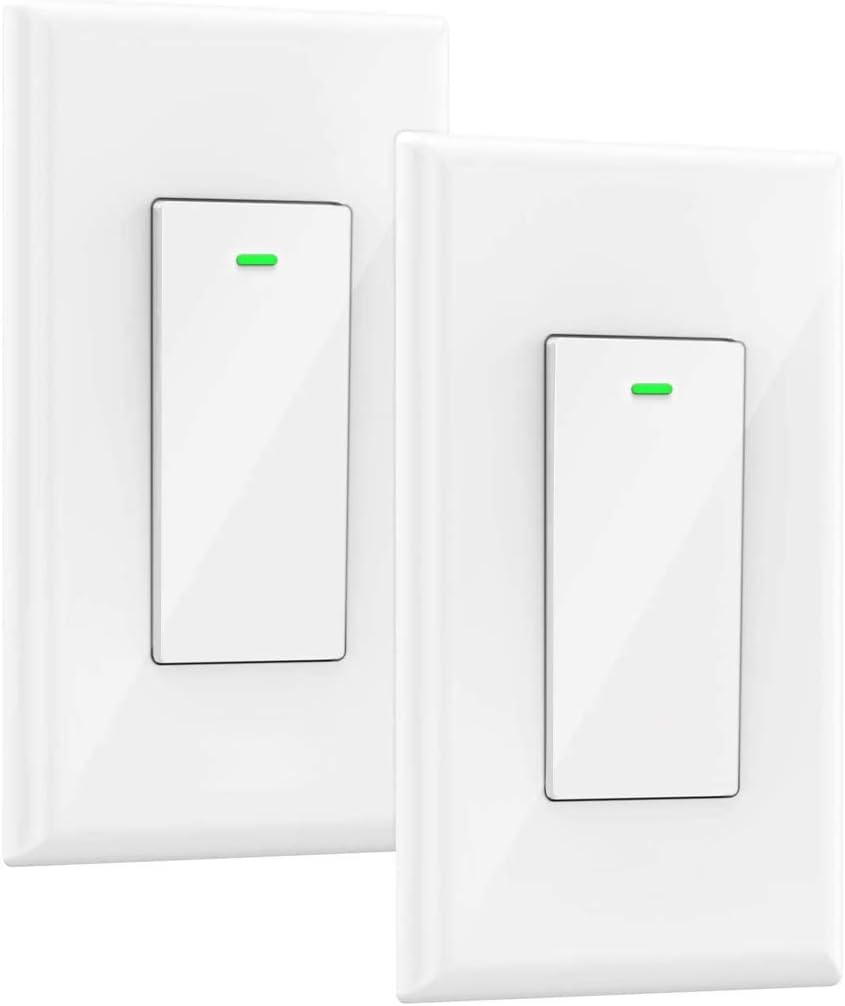 Smart Switch, Works with Alexa and Google Home, Voice control, No hub Required, Timing Synchronization, Suit for 1/2/3/4 Group Type Switch Box Micmi, Neutral wire required, Smart light switch 2pack
