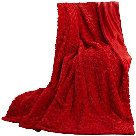 CelinaTex kocyk przytulanka 150 x 200 cm USA koc z czerwonym motywem nadruk futra imitacja dwustronnego kocyka Nicki futro imitujące polar Quinta