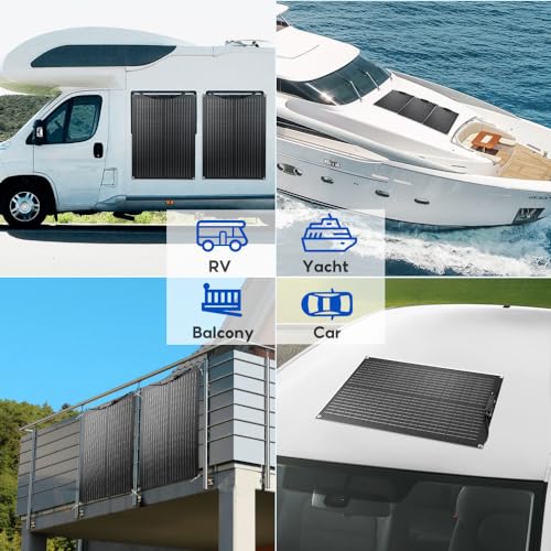 OXSUN 40W 18V Flexible Solar Panel, PET Monocrystalline Solar Panel IP65 Waterproof with MC-4 Connector for Tent, RV, Boat, Roof,Trailer,Balcony