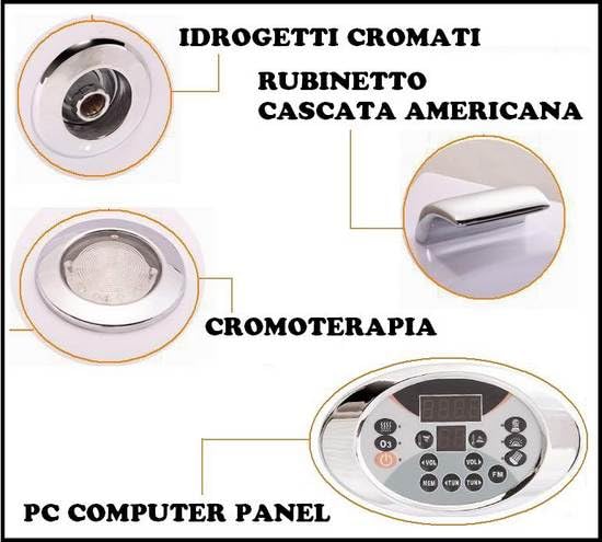 Bagno Italia Minipiscina idromassaggio spa relax 200 cm rotonda con37 getti radio, termostatico e bluetooth