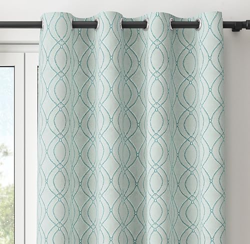 Image of Yellow Weaves 1 Pc Jacquard Oval Eyelet Window Curtain - Perfect for Home, Office, Bedroom, Living Room & Balcony - 5 Feet (Sky Blue)