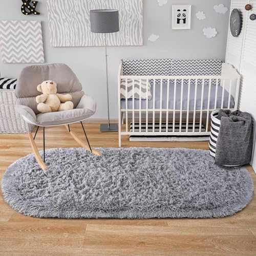 Image of Fluffy Silky Micro Fiber Polyster Carpet /Runner for Bedroom, Study Room, Playing Room, Guest Room ETC. 1.5x4 Feet, (Silver)