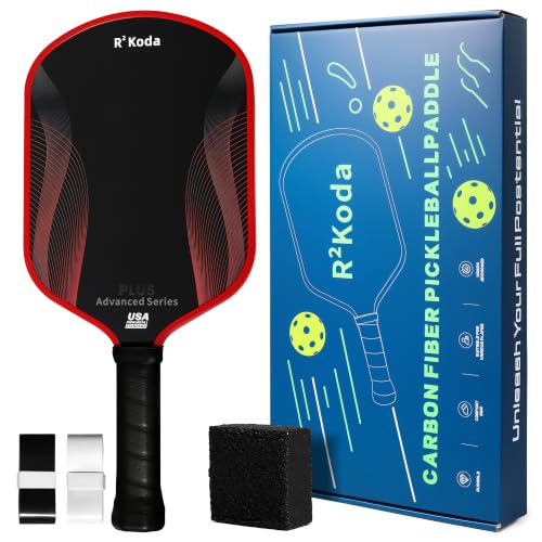 Image of Upgraded Pickleball Paddles Set of 2 or Single Paddle - R Koda USAPA Approved Fiberglass Surface / T700 Raw Carbon Fiber Pickleball Rackets Set for Men & Women