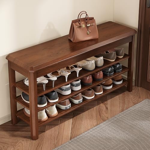 IUNVR Shoe Rack for Front Door Entrance, Solid Wood Shoe Bench fo...