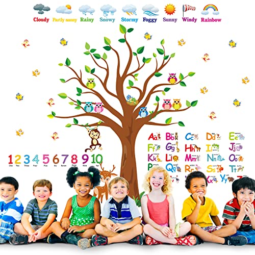 4 Sheets Number Wall Decals Numbers Learning Children Wall Decals Alphabet Wall Stickers Abc Numbers Weather Tree Wall Decals Animal Wall Decals For Kids Bedroom Classroom Playroom Wall Decor #TOP3
