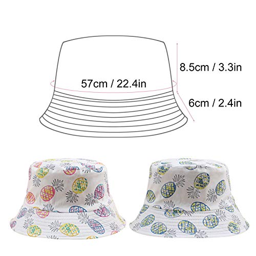 Adaskala Homem e mulher com estampa de chapéu de pescador estampa de abacaxi de tamanho duplo usando