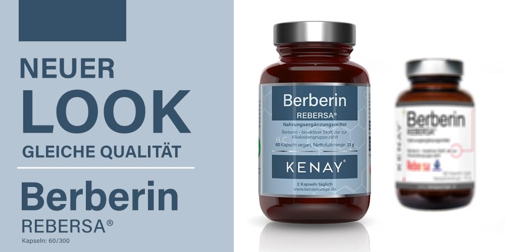 Berberina HCL REBERSA (Berberis aristata) - 500 mg por dosis diaria - Vegano - Sin estearato de magnesio - 300 cápsulas vege KENAY EUROPE
