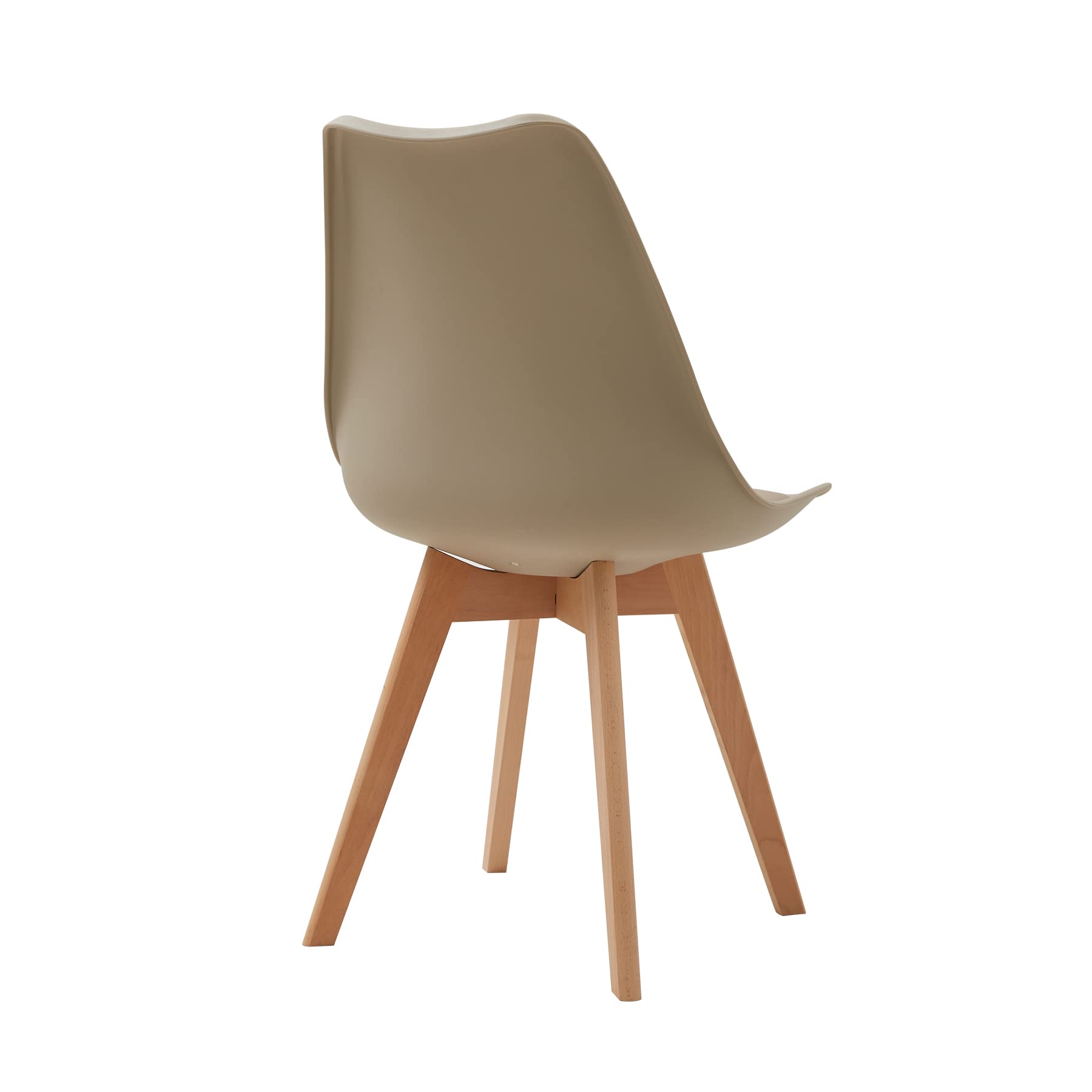 GrandCA HOME - Juego de Comedor con 4 sillas, Mesa Redonda de Madera de 100 x 100 x 75 cm, 4 sillas de Respaldo Alto, Patas de Madera de Haya (marrón Claro y Caqui)