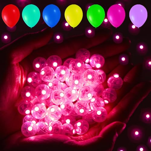 Image of Pink LED Balloon Lights, 100pcs Mini Round Balls Lights Long Standby Time Flash Ball Lights for Balloon Paper Lantern LED Ball Lamp Waterproof Tiny Led Light for Birthday Party Christmas Decoration
