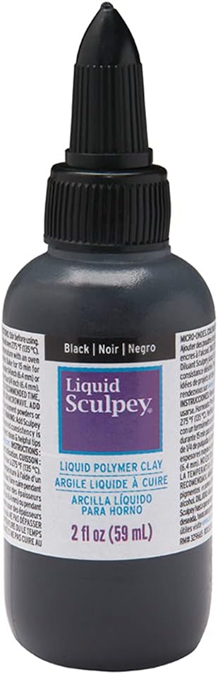 Liquid Sculpey Liquid Polymer Oven-Bake Clay, Black, 2 oz. bottle, Great for jewelry, holiday, DIY, mixed media, window clings, home décor and more! Great for beginners to artists!