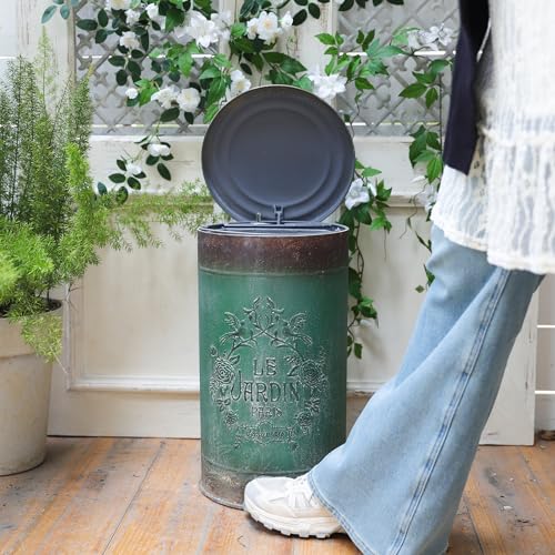 Image of Outdoor Dog Poop Trash Can with Lid-15L /4 Gal,Commercial Outdoor Retro Metal Garbage Can with Foot Pedal,Perfect for Shopping Mall,Office,Pets Park,Backyard