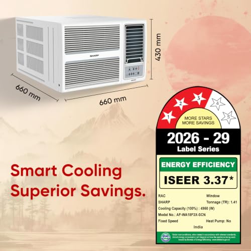 Image of Sharp 1.5 Ton 3 Star Fixed speed Window AC|5 years comprehensive warranty|100% Copper Condensor|Turbo Mode|Auto Restart|Heavy Duty|Cooling at 52C|2026 Model AF-WA18F3X-SCN