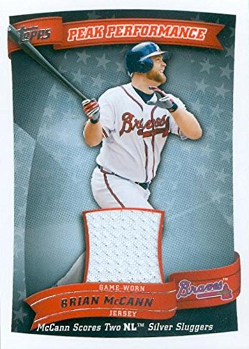 Autograph Warehouse 343455 Brian McCann Player Worn Jersey Patch Baseball Card - Atlanta Braves 2010 Topps Peak Performance No. PPR-BM
