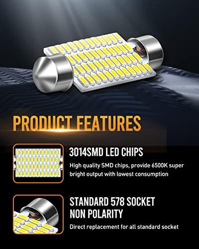 569 578 LED 전구 제논 화이트 570 루멘 슈퍼 브라이트 3014 48-EX 칩셋 211-2 212-2 LED 전구, 자동차 내부 지도 돔 조명에 사용, 2개 팩 — 사진 2