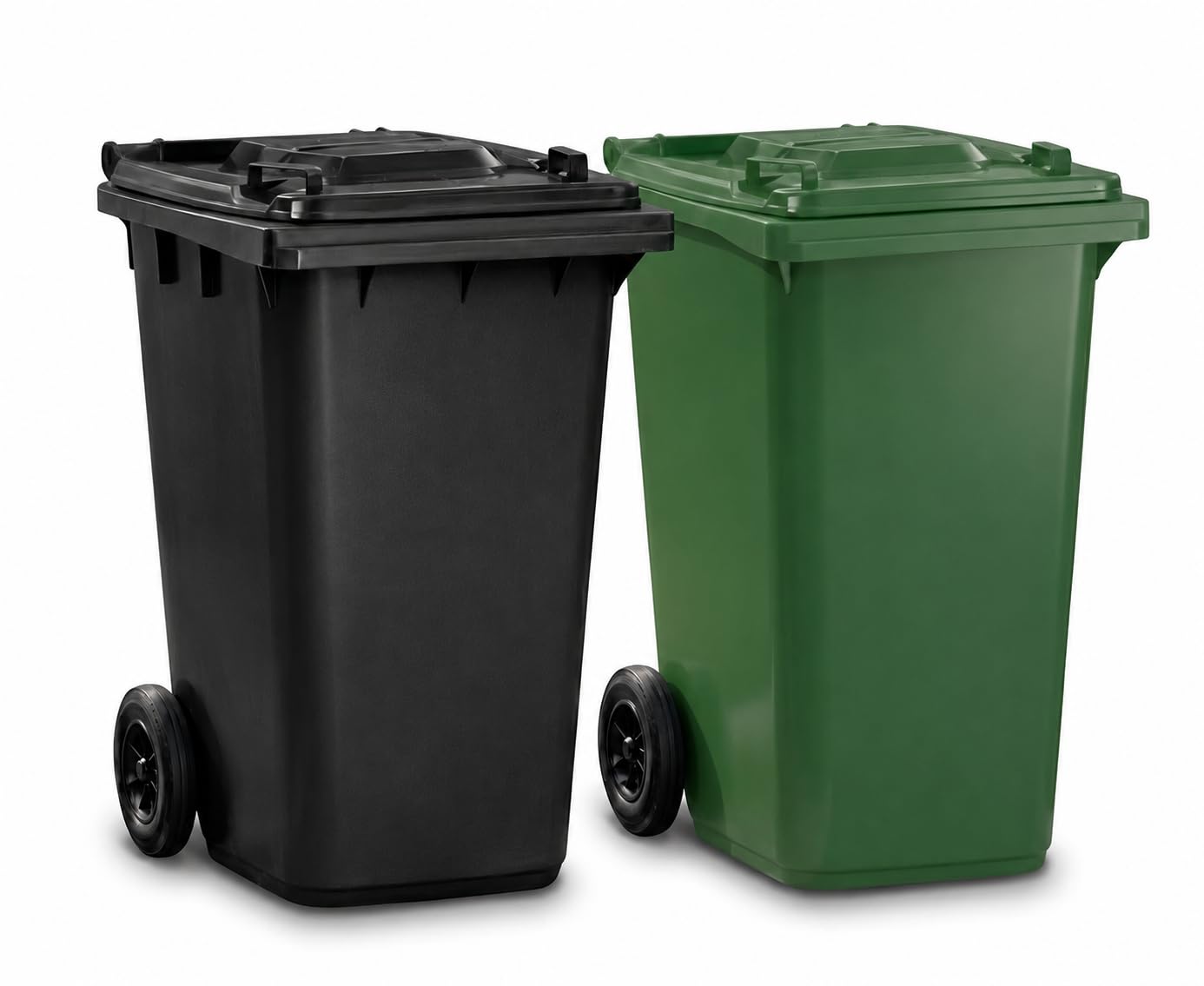 SuperGift.com Black - 240L Wheelie Bin, Large Outdoor Waste Bin with Wheels and Lid for Household, Commercial and Industrial Use, Durable Plastic Rubbish Container