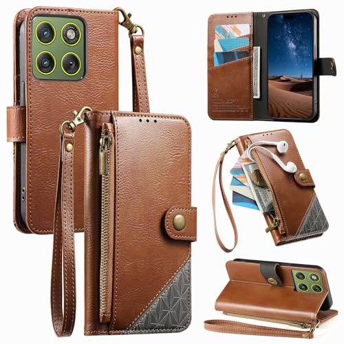 �Ή��@�� for Motorola Moto G86 5G �Ή��@�� for Motorola Moto G86 Power 5G �t���b�v���̃X�^���h�t���A�X�g���b�v�ƃ}�O�l�b�g���ߋ�t���̃W�b�p�[�E�H���b�g�P�[�X Brown