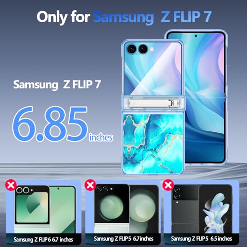 Shecaset for Galaxy Z Flip 7 Case,[Compatible with MagSafe][Built-in Screen Protector][Kickstand][Hinge Protection],Hard PC Slim Fit Shockproof Protective Case for Samsung Galaxy Z Flip 7,Light Blue - image 2