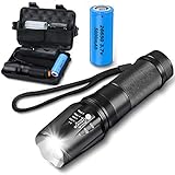 Carga rápida del interfaz USB: Chanarily - Linterna LED con batería recargable 26650 de 5000 mAh (clase energética A +++) La batería dura solo 5 horas para cargarse completamente y puede durar hasta 6 horas (modo de luz media). En la linterna hay un indicador de carga: rojo (cuando se carga), verde (carga completa).