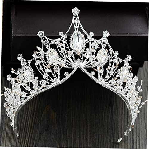 Tiara de plata nupcial corona de princesa con pedrería hecha a mano 3