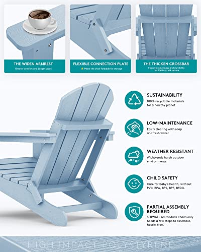 Serwall Adirondack Chair For Patio Garden Outdoors Fire Pit- Baby Blue #TOP5