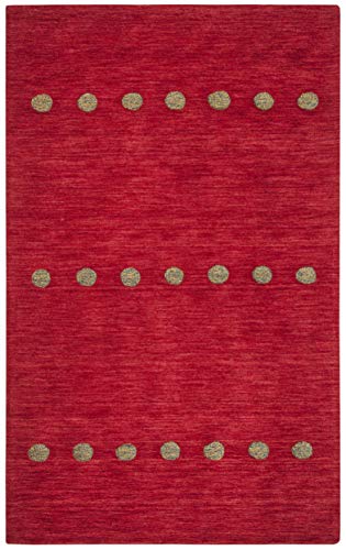 SAFAVIEH Himalaya Collection Area Rug - 5' x 8', Red, Handmade Wool, Ideal for High Traffic Areas in Living Room, Bedroom (HIM590Q)